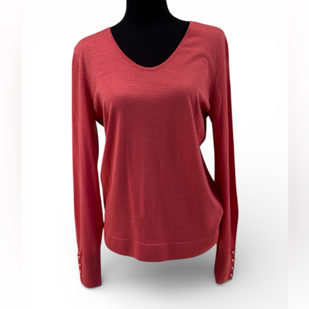 Talbots Women's V-Neck Sweater in Red